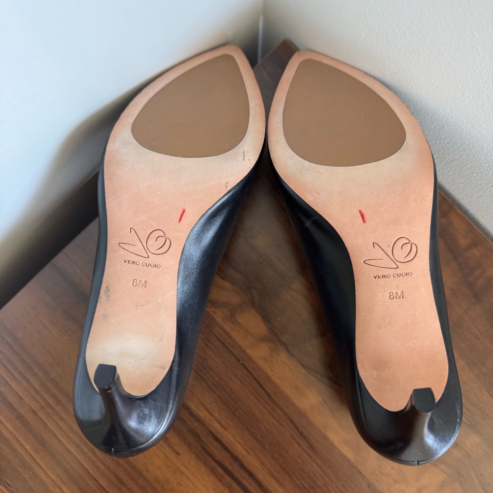 Size 8 Joan Oloff Classic Black Heels Pumps Deborah Black Lux Nappa Made Brazil - Picture 14 of 16